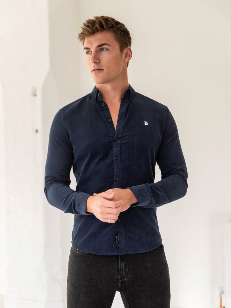 Blakely Cord Shirt Navy | 065-HSFKOE