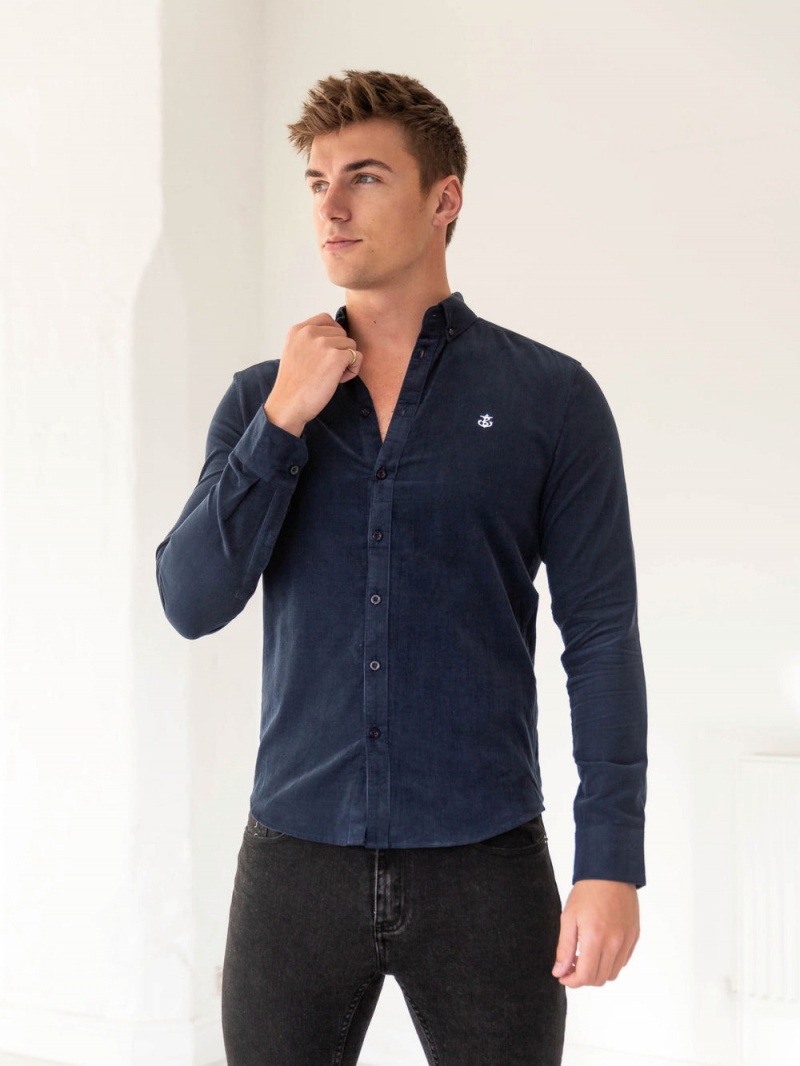 Blakely Cord Shirt Navy | 065-HSFKOE