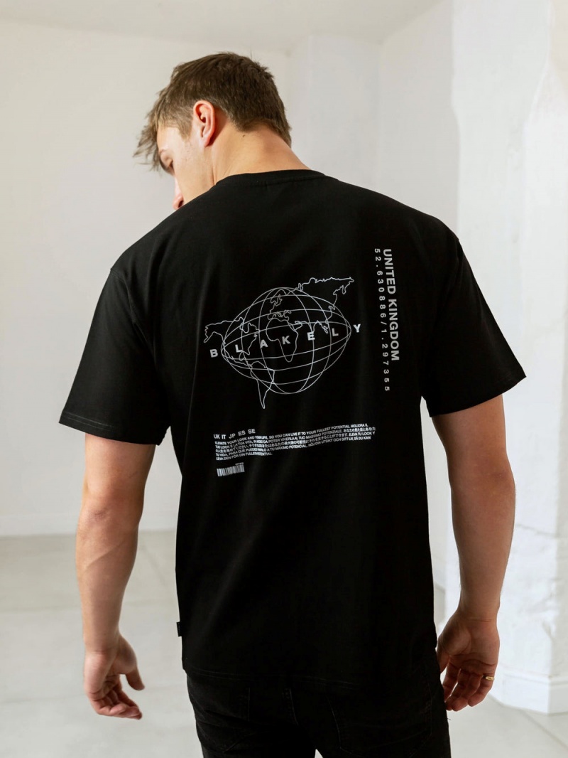 Blakely Global Relaxed Fit T-Shirt Black | 684-ISXBPD