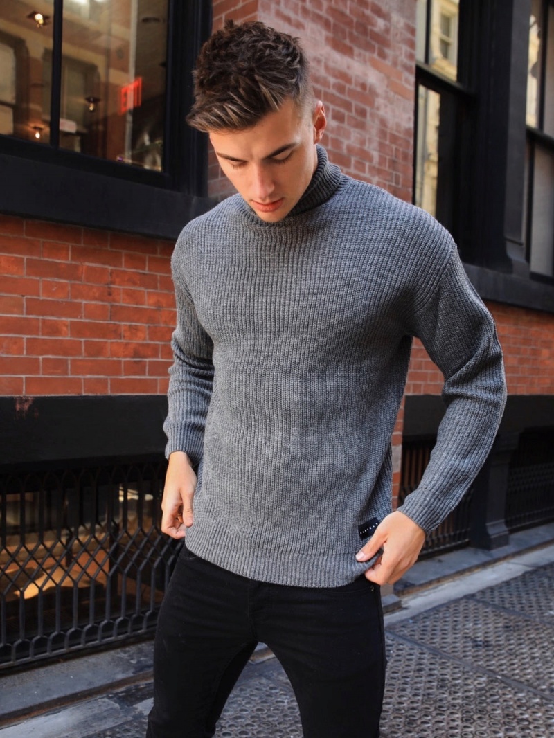 Blakely Hemsworth Roll Neck Jumper Charcoal | 493-NGEFUZ