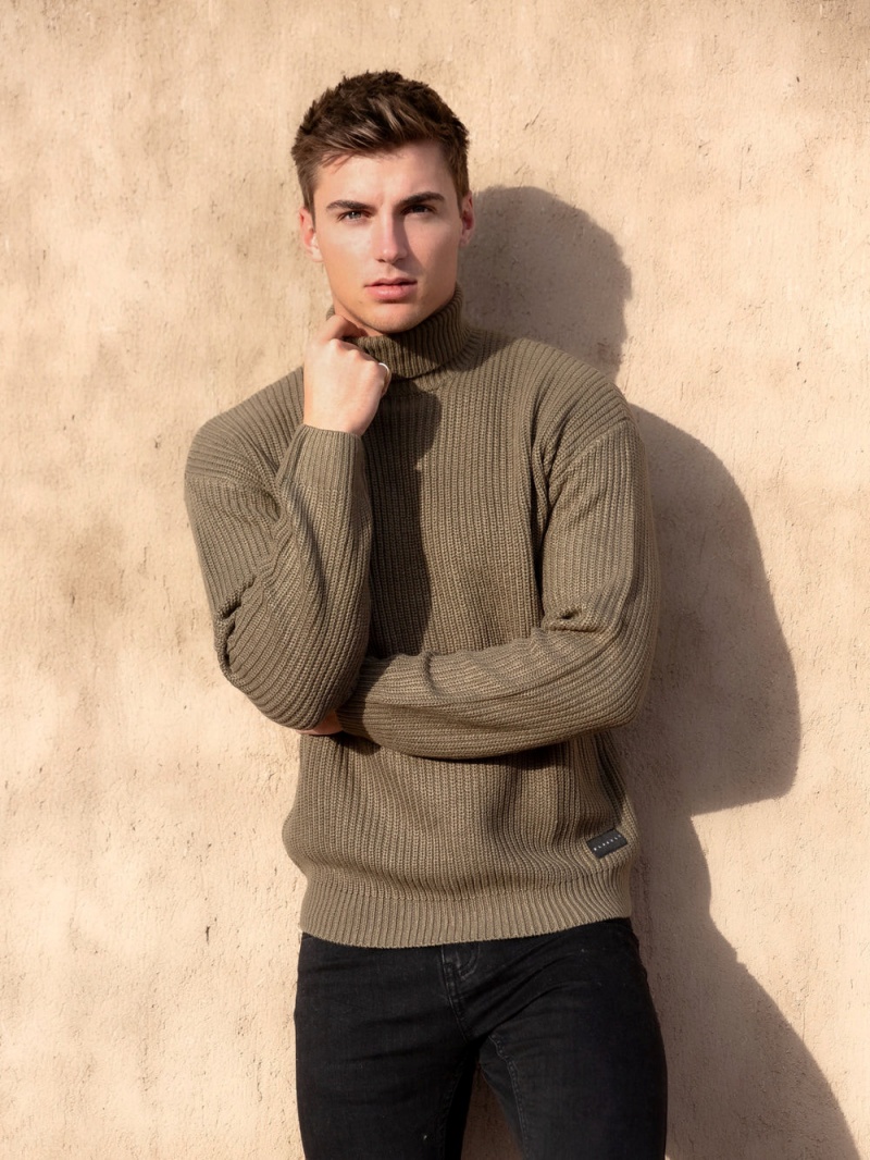 Blakely Hemsworth Roll Neck Jumper Khaki | 875-VMCEIH