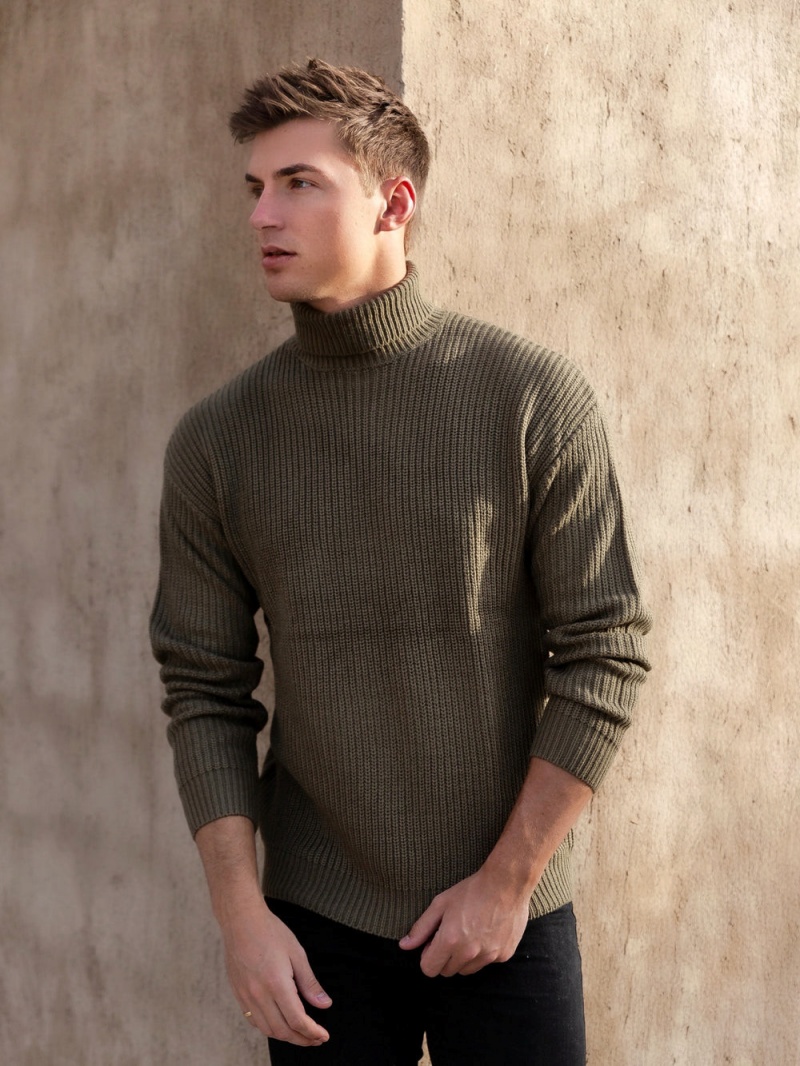 Blakely Hemsworth Roll Neck Jumper Khaki | 875-VMCEIH