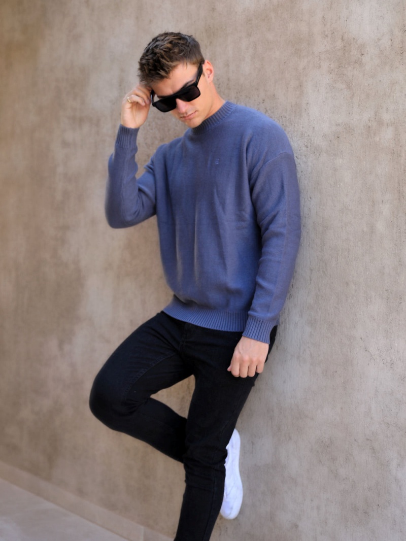 Blakely Huxley Knit Jumper Utility Blue | 260-YJZPBH