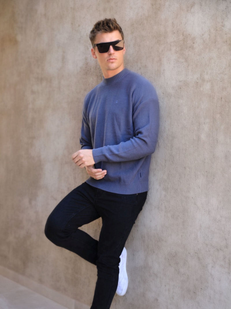 Blakely Huxley Knit Jumper Utility Blue | 260-YJZPBH