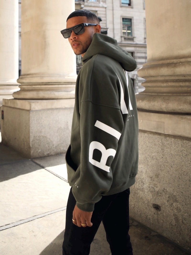 Blakely Idris Oversized Hoodie Khaki Green | 562-HTYBAM