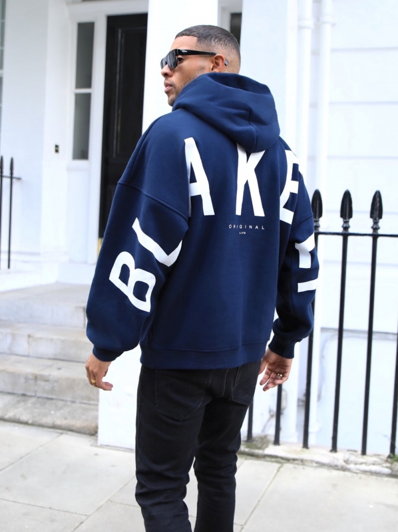 Blakely Idris Oversized Hoodie Navy Blue | 258-YJLXIO