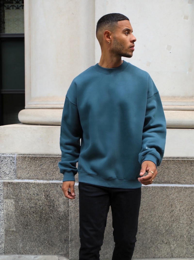 Blakely Idris Oversized Jumper Teal Green | 375-GCFVBR