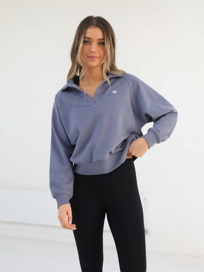 Blakely Initial V-Neck Jumper Blue | 510-AOEUZQ