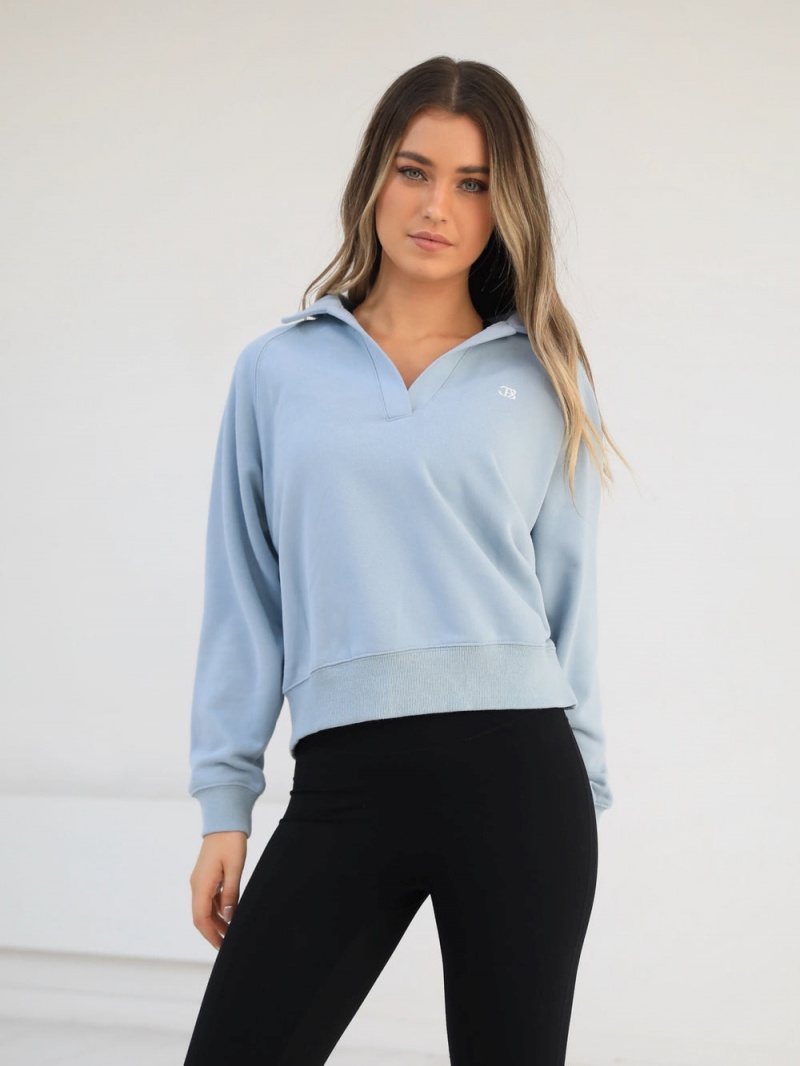 Blakely Initial V-Neck Jumper Light Blue | 913-BMTAPX