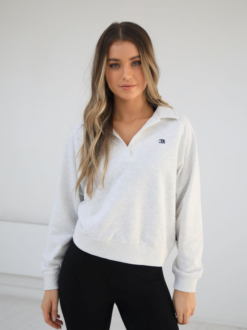 Blakely Initial V-Neck Jumper Marl White | 283-CMHQRX