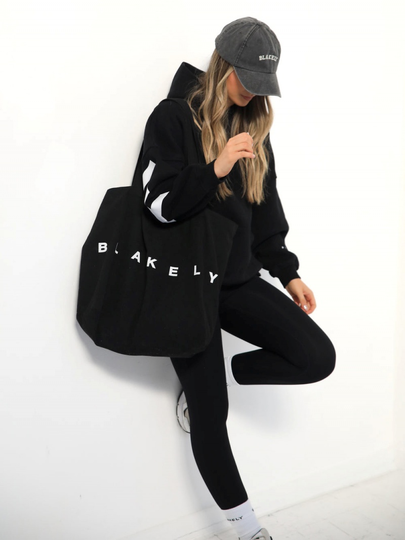 Blakely Isabel Oversized Hoodie Black | 104-QKTPNV