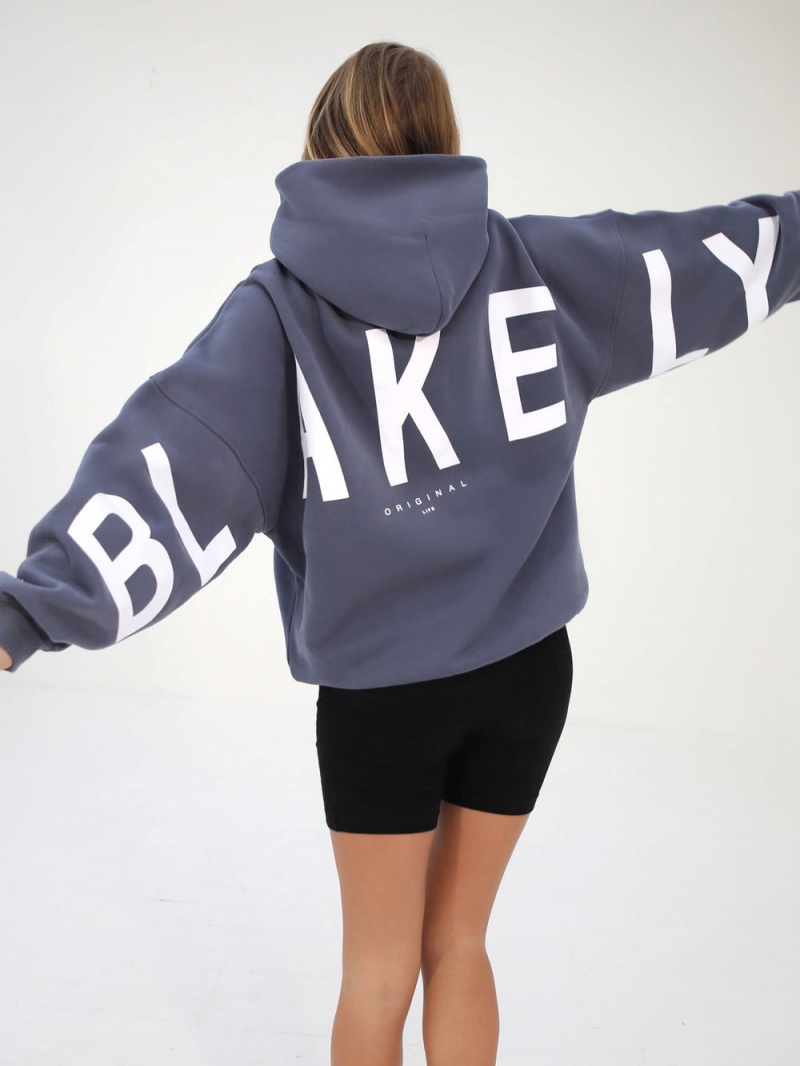 Blakely Isabel Oversized Hoodie Blue | 743-CTFELK