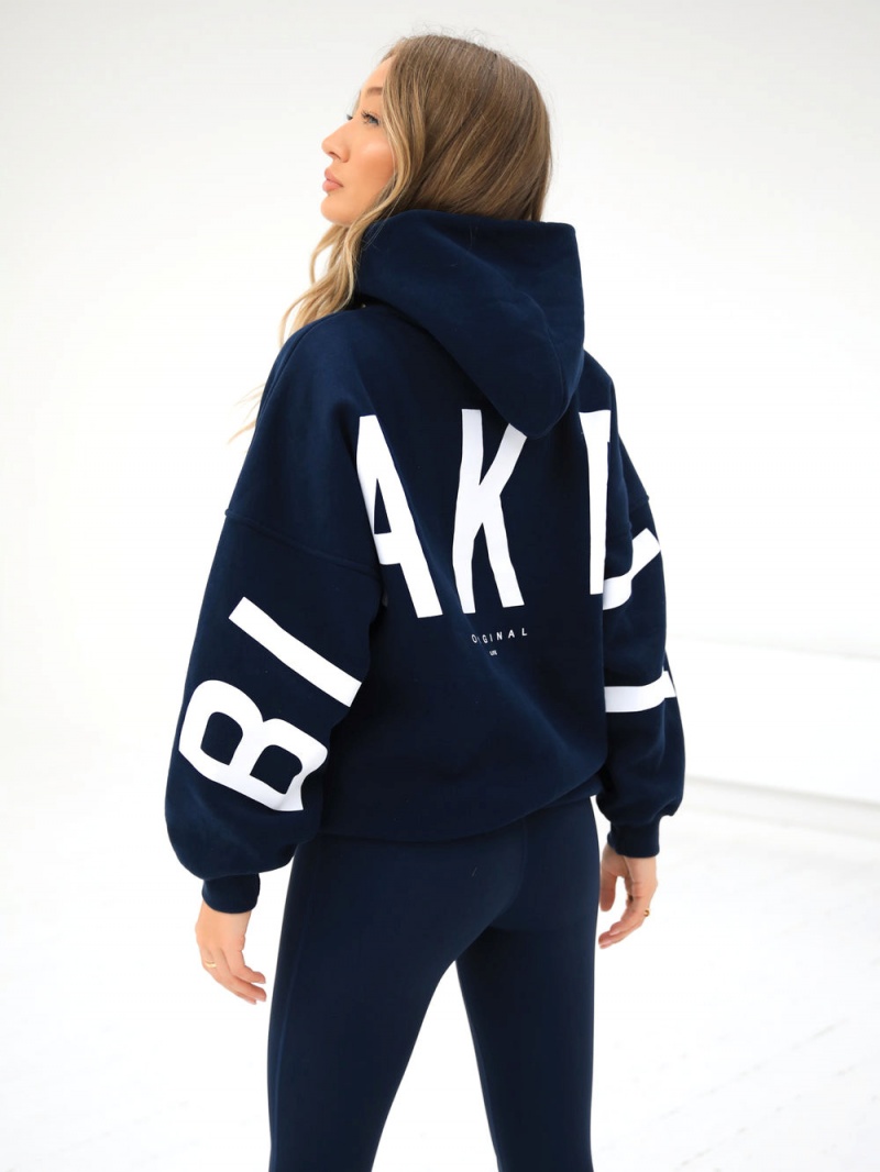 Blakely Isabel Oversized Hoodie Navy Blue | 042-KXDYMO