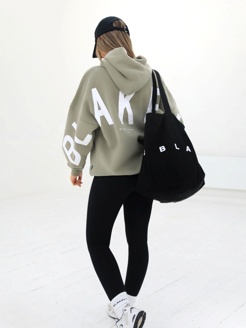 Blakely Isabel Oversized Hoodie Olive | 079-AZGXBE