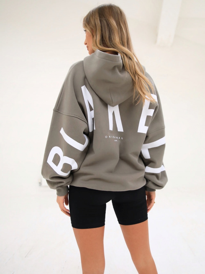 Blakely Isabel Oversized Hoodie Safari Green | 016-LDXIMF