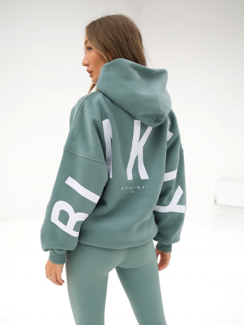 Blakely Isabel Oversized Hoodie Sage Green | 648-QWMJTK