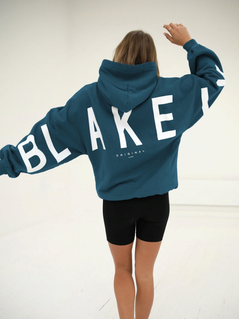 Blakely Isabel Oversized Hoodie Teal Green | 290-RYLKXE