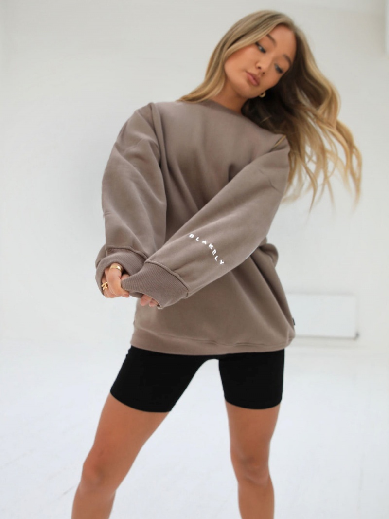 Blakely Isabel Oversized Jumper Brown | 452-AYIHLO