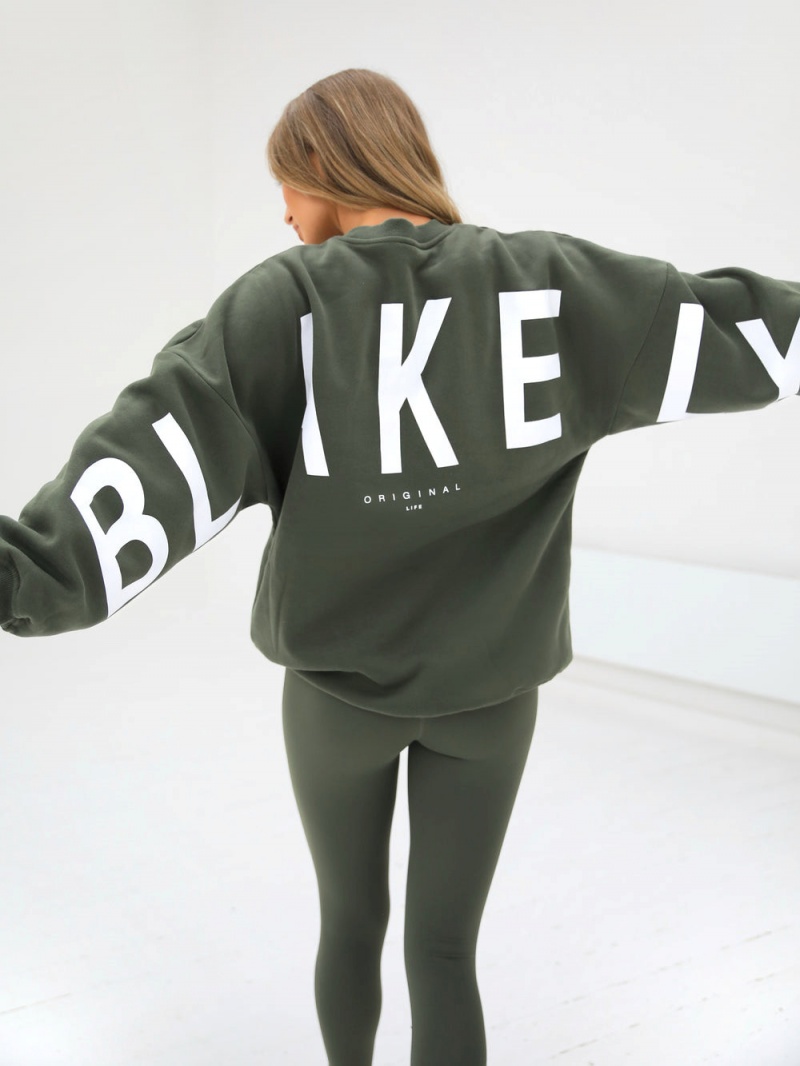 Blakely Isabel Oversized Jumper Dark Khaki Green | 197-LBRWSA