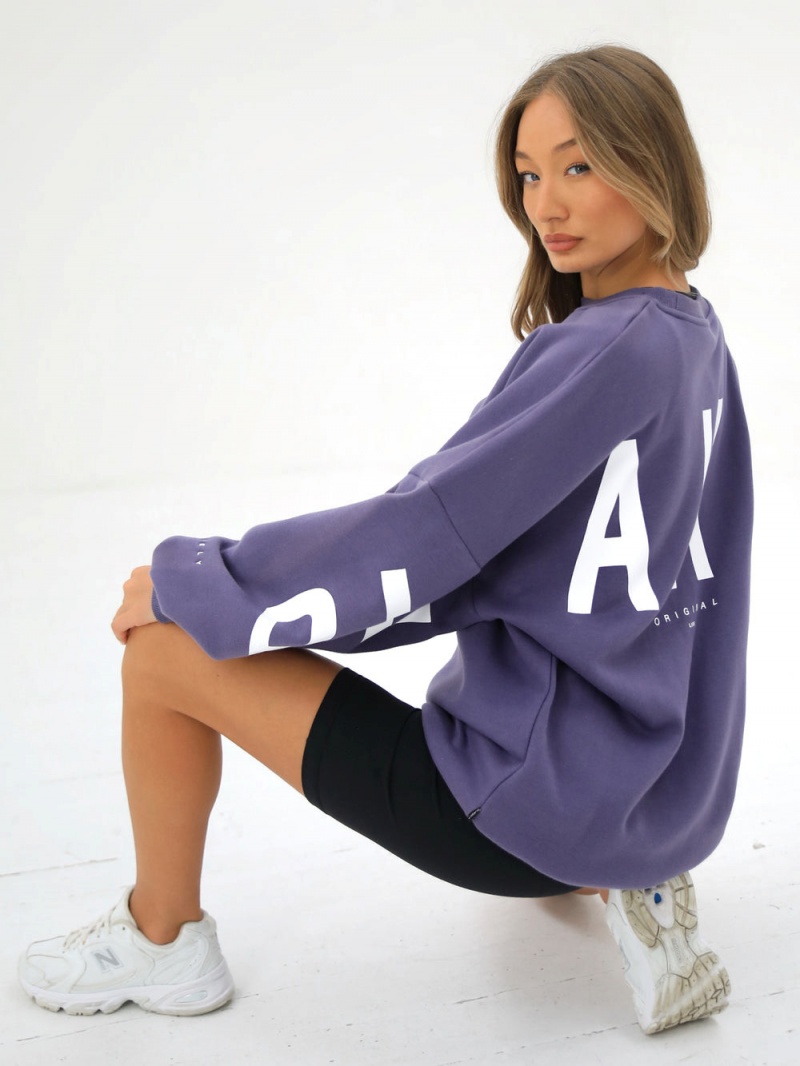 Blakely Isabel Oversized Jumper Dusky Purple | 517-YTNGZA