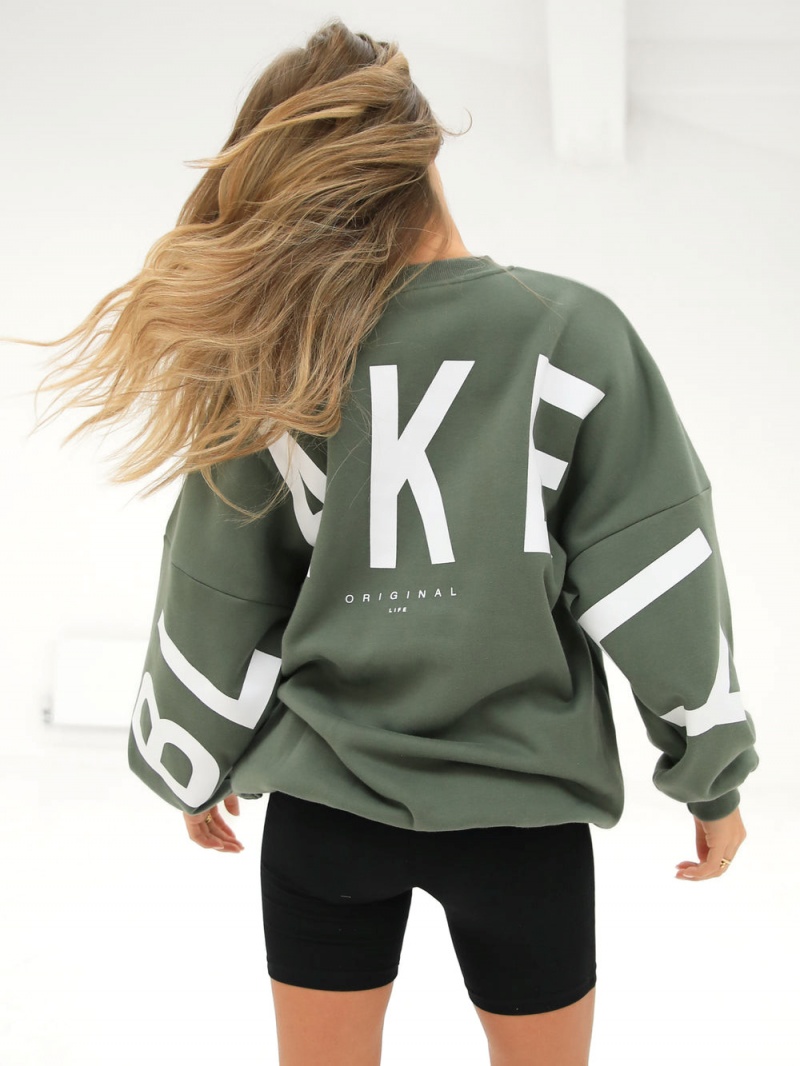 Blakely Isabel Oversized Jumper Khaki Green | 042-FKZLPY