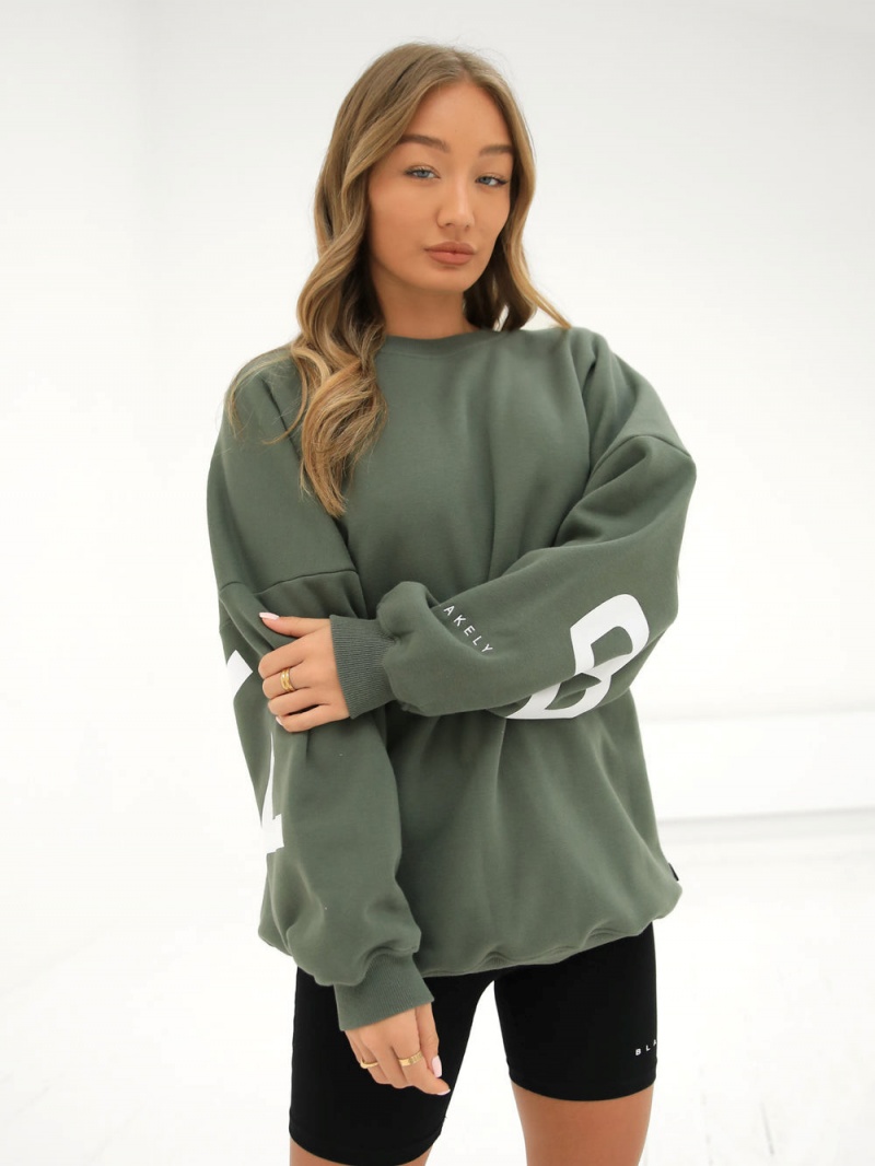 Blakely Isabel Oversized Jumper Khaki Green | 042-FKZLPY