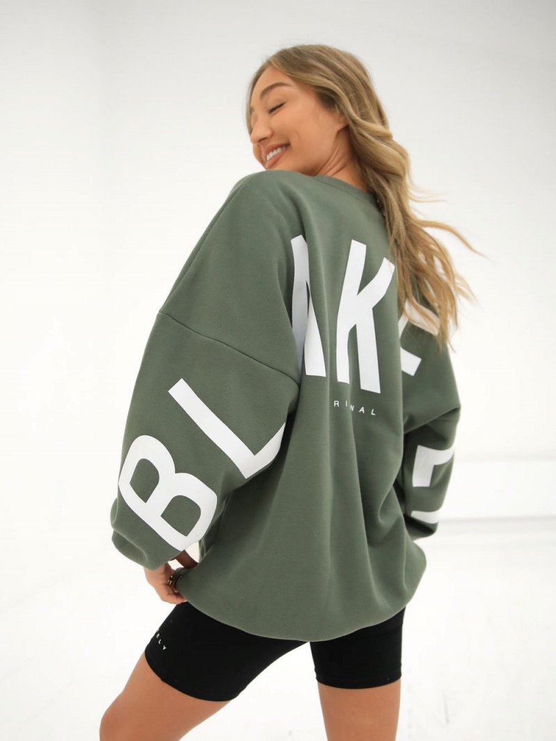 Blakely Isabel Oversized Jumper Khaki Green | 143-VEYZLS