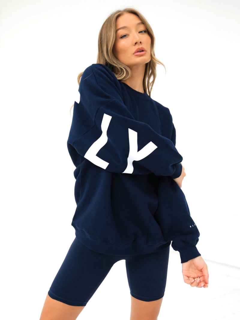 Blakely Isabel Oversized Jumper Navy Blue | 269-LMJDGW