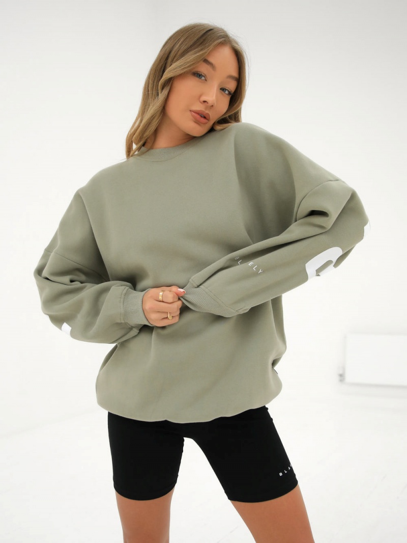 Blakely Isabel Oversized Jumper Olive | 093-TOHNYB