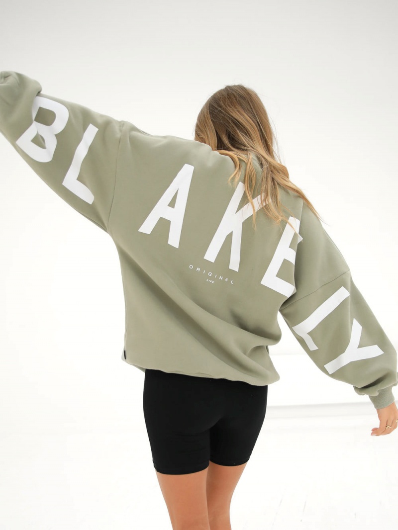 Blakely Isabel Oversized Jumper Olive | 093-TOHNYB