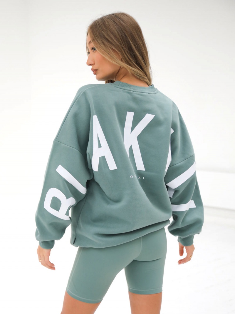 Blakely Isabel Oversized Jumper Sage Green | 351-TJBLUX