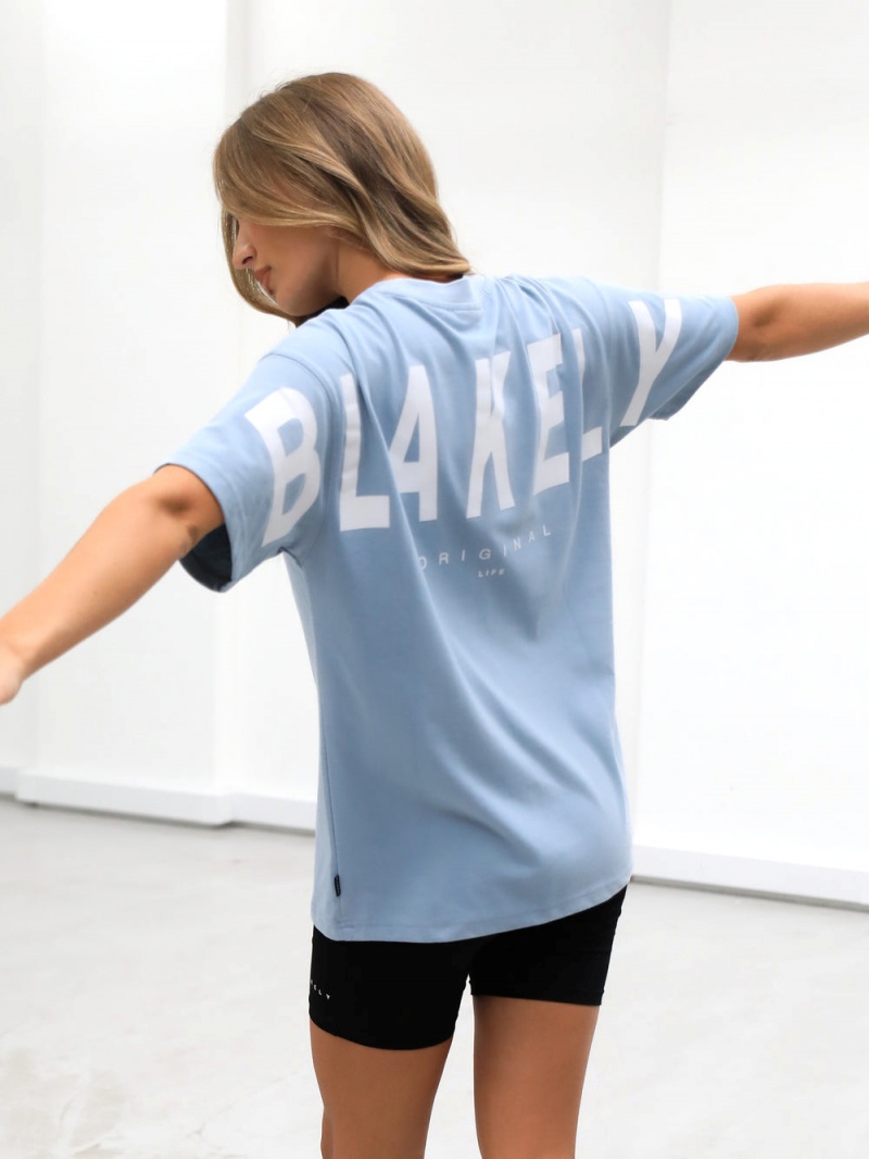 Blakely Isabel Oversized T-Shirt Ice Blue | 612-MVNIWR