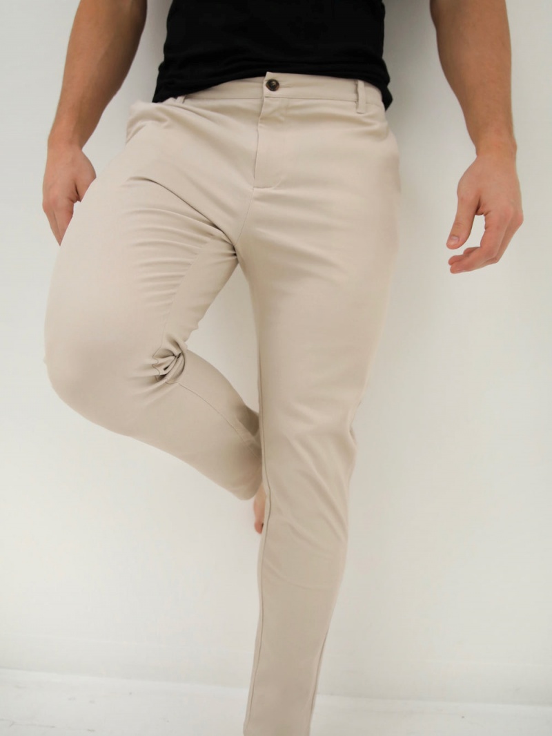 Blakely Kingsley Slim Fit Tailored Chinos Beige | 473-AXUVNG