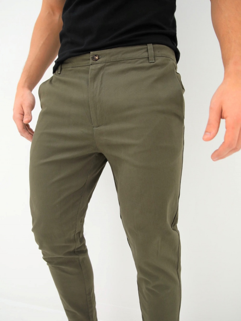 Blakely Kingsley Slim Fit Tailored Chinos Khaki | 593-THQOVX