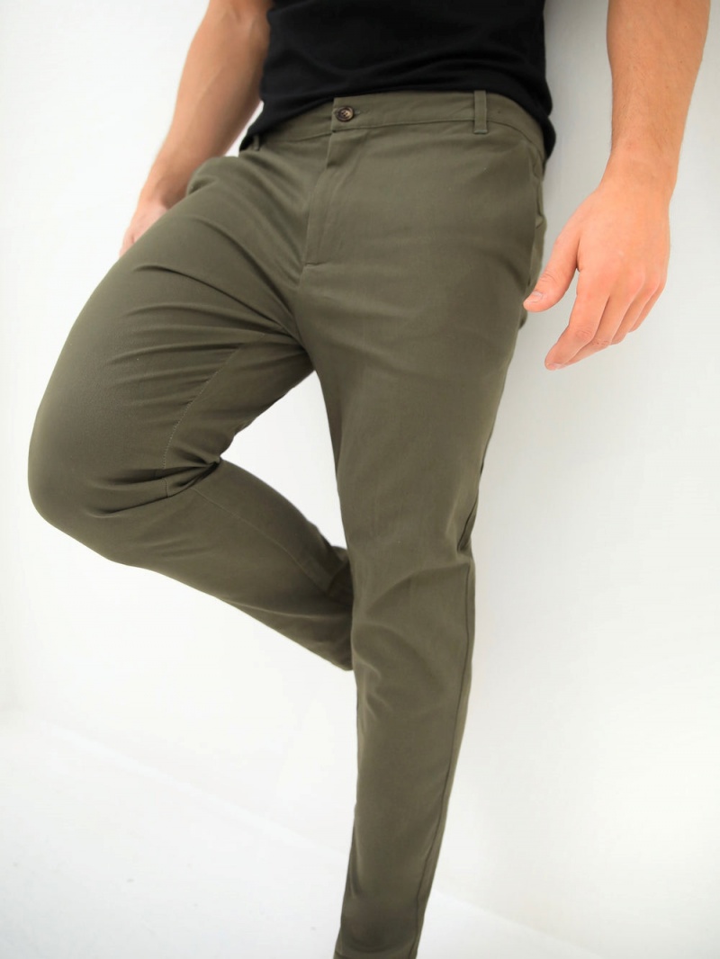 Blakely Kingsley Slim Fit Tailored Chinos Khaki | 593-THQOVX