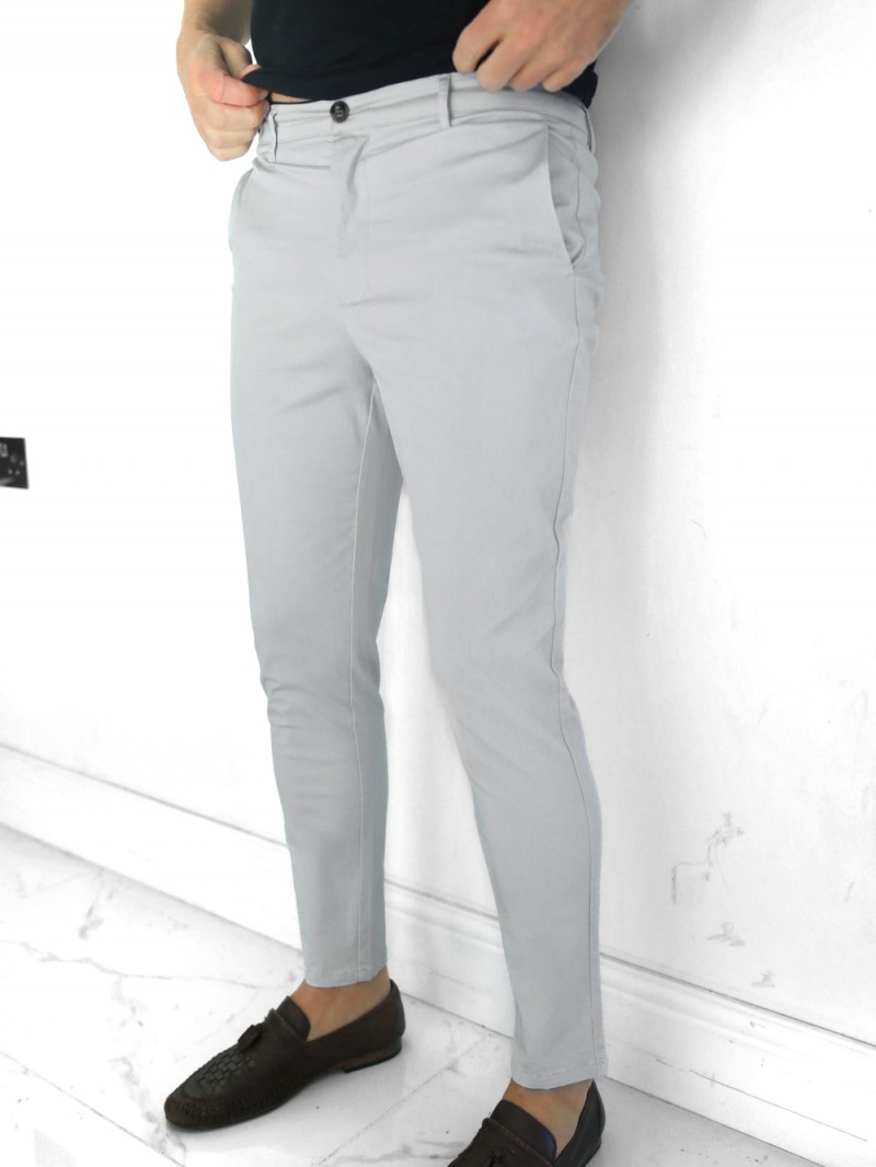 Blakely Kingsley Slim Fit Tailored Chinos Pale Grey | 023-HYZMOA