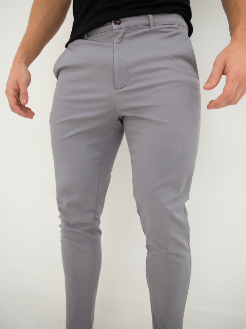 Blakely Kingsley Slim Fit Tailored Chinos Slate Grey | 037-OAQYWB