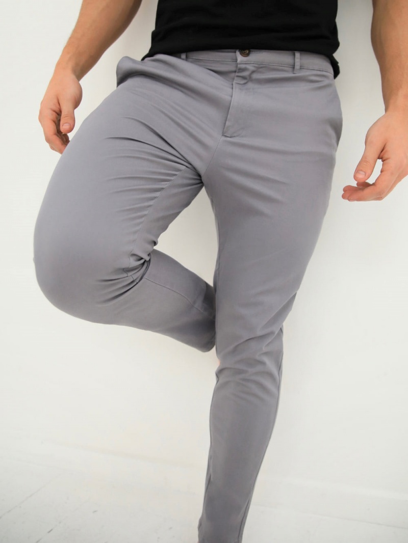 Blakely Kingsley Slim Fit Tailored Chinos Slate Grey | 037-OAQYWB