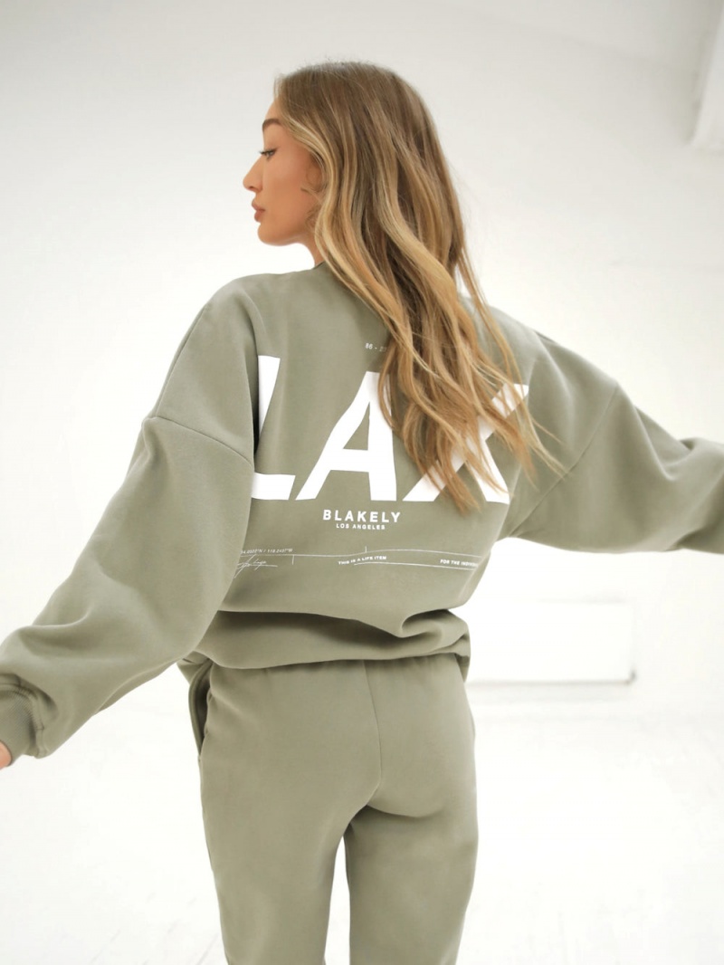 Blakely LAX Isabel Oversized Jumper Olive | 325-PKWFVX