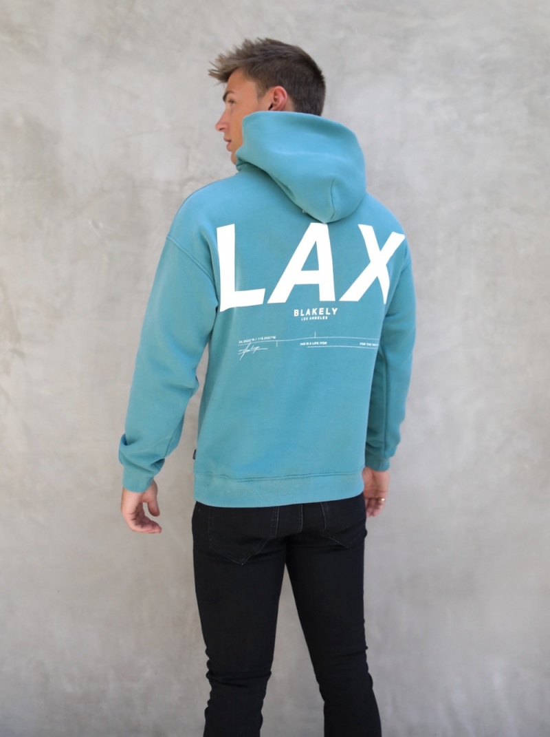 Blakely LAX Relaxed Hoodie Turquoise | 679-RJUGQD