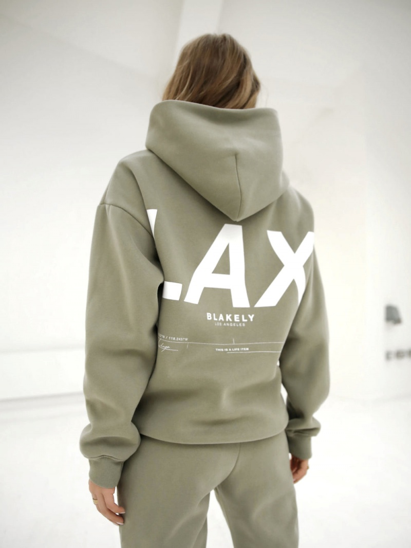 Blakely LAX Women's Oversized Hoodie Olive | 701-JNBIPG