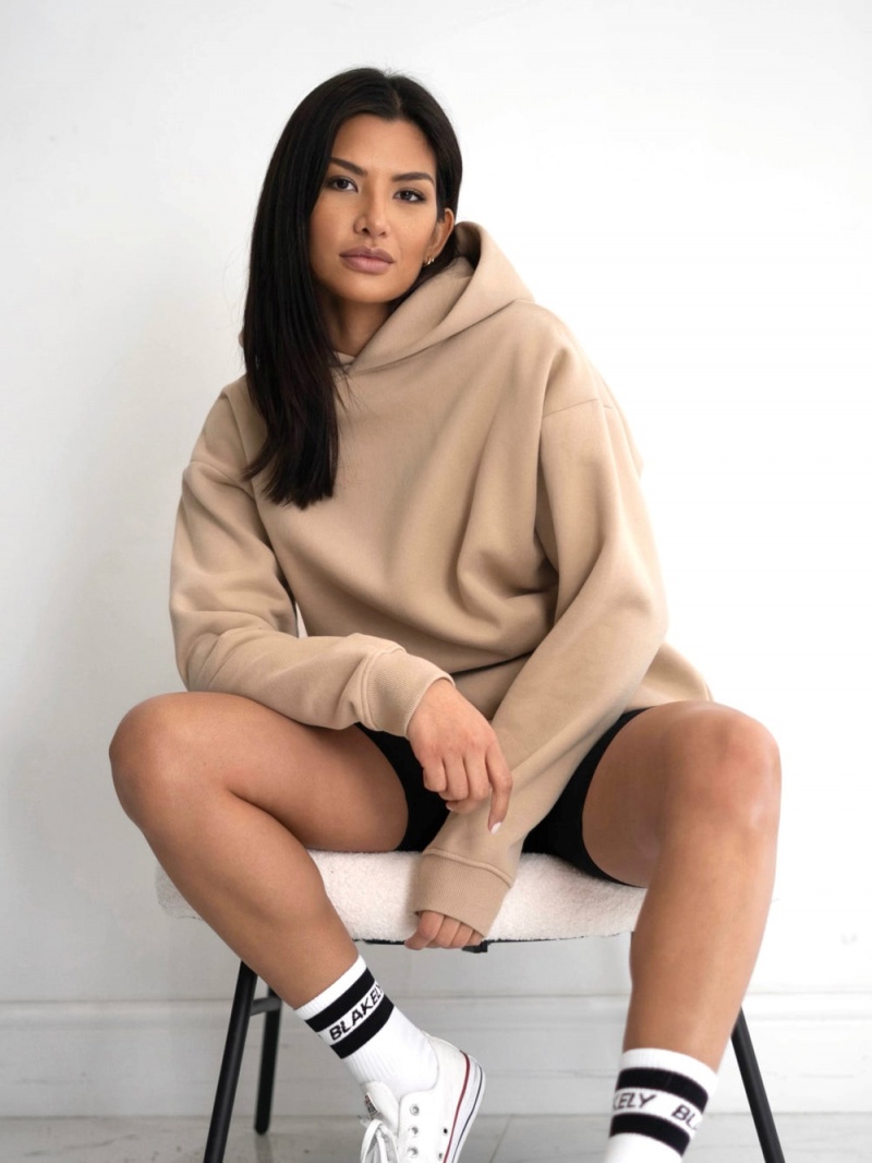 Blakely LAX Women's Oversized Hoodie Tan | 068-SXUJGF