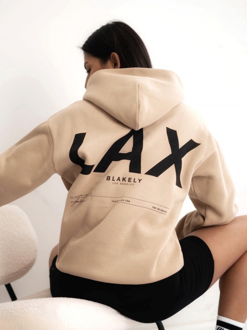 Blakely LAX Women's Oversized Hoodie Tan | 068-SXUJGF