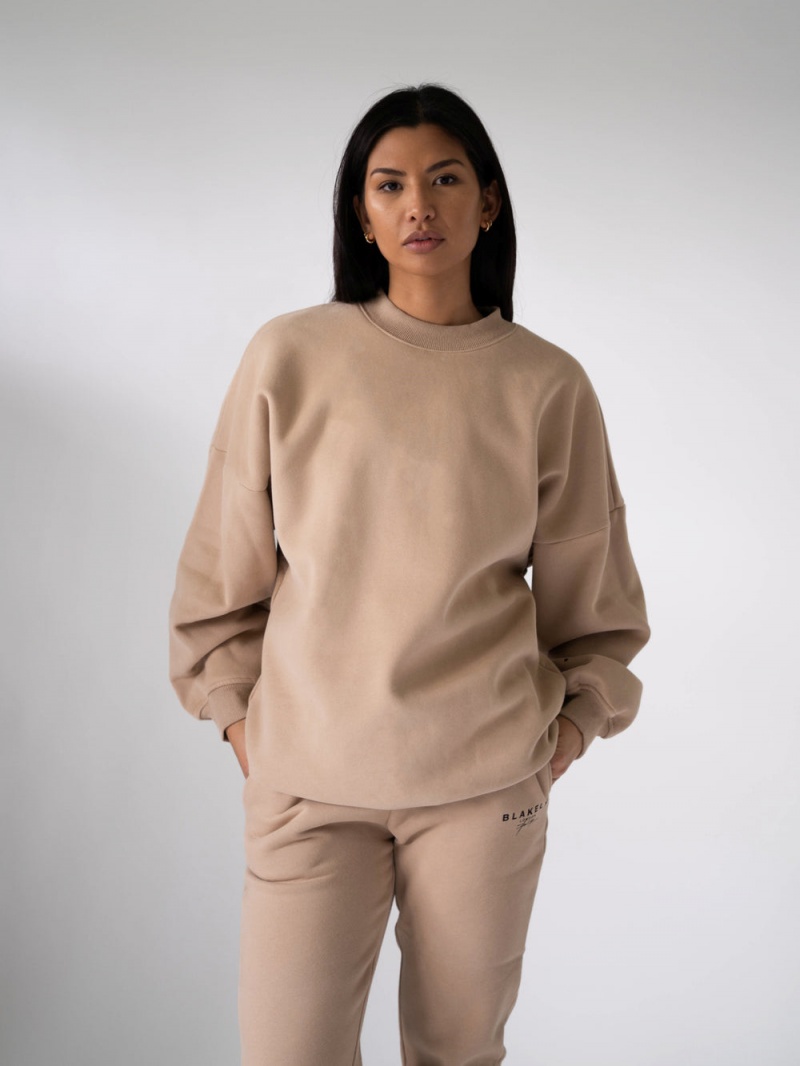 Blakely LDN Womens Oversized Jumper Tan | 295-RQHTEW