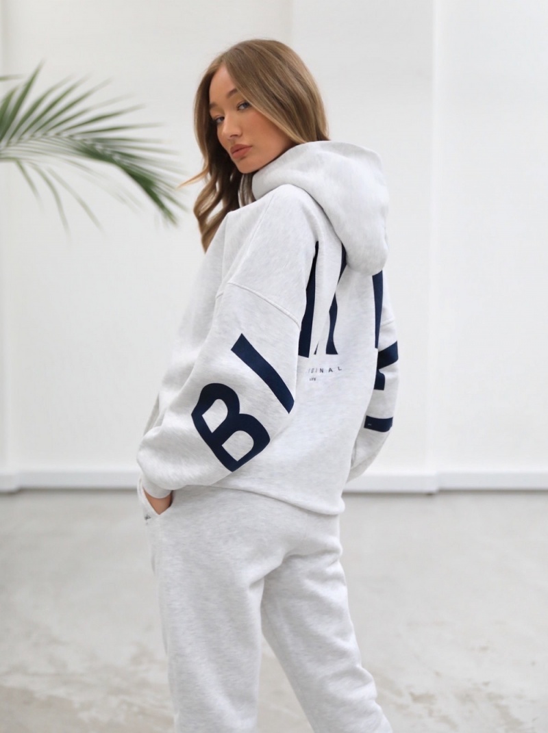 Blakely Life & Style Isabel Oversized Hoodie Marl White | 968-AZTDVL