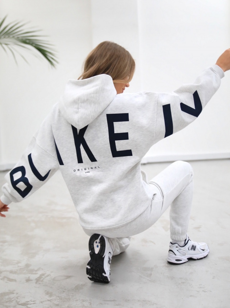 Blakely Life & Style Isabel Oversized Hoodie Marl White | 968-AZTDVL