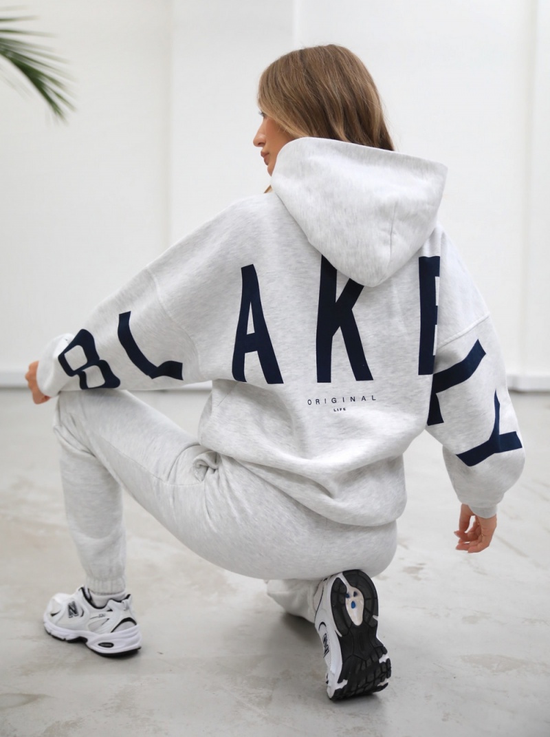 Blakely Life & Style Isabel Oversized Hoodie Marl White | 968-AZTDVL