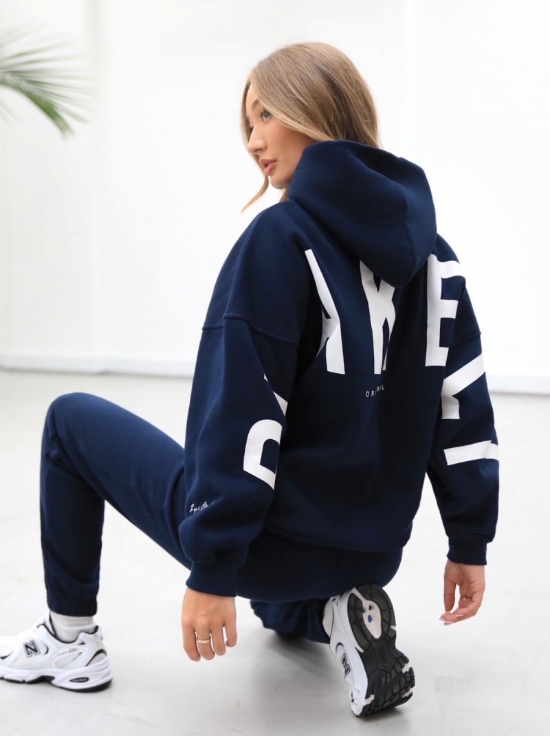 Blakely Life & Style Isabel Oversized Hoodie Navy Blue | 451-QHUJSN