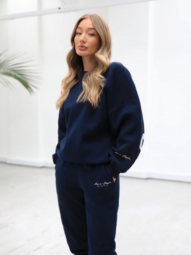 Blakely Life & Style Isabel Oversized Jumper Navy Blue | 943-MNKLFT