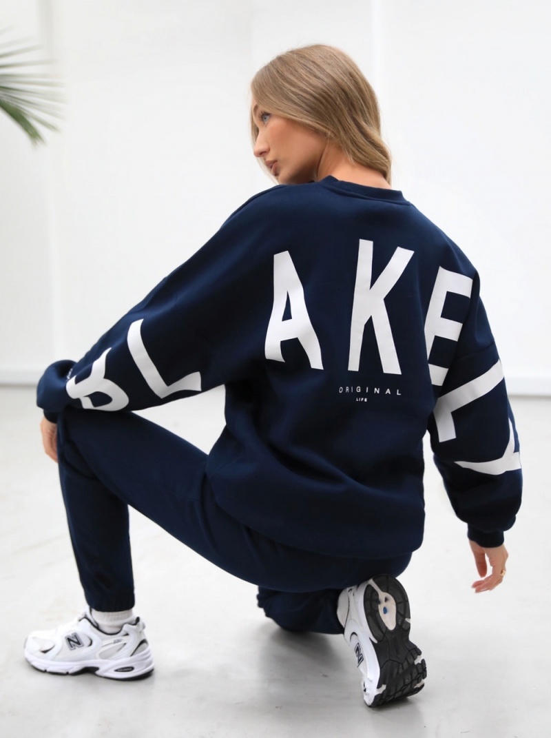 Blakely Life & Style Isabel Oversized Jumper Navy Blue | 943-MNKLFT